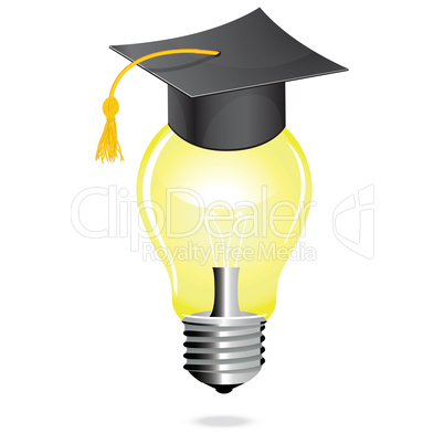 Idea and education concept icon light bulb vector student hat