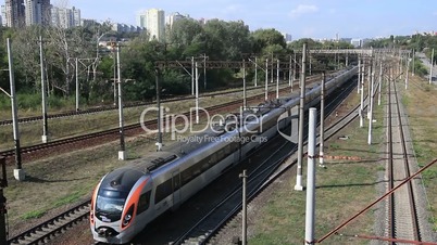 High speed train passing by on a clear day