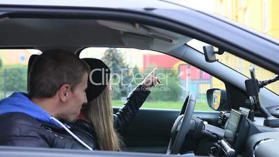 Young married couple looking at new home