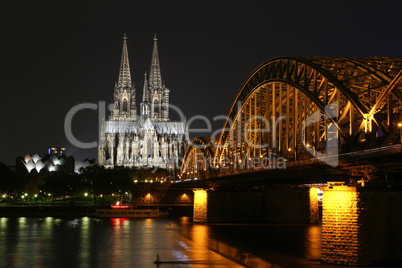 Beautiful night view of the Cologne Cathedral