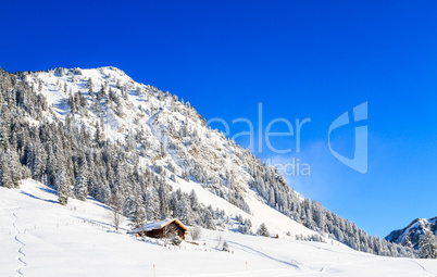 Die Hütte in den Bergen.