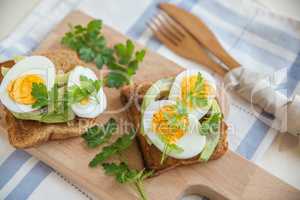Toast mit Avocado und Ei