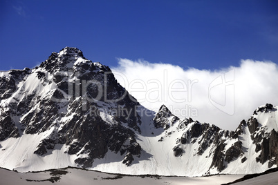 Snow rocks at nice spring morning