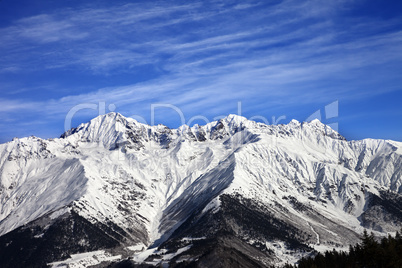 Winter mountains at sun winter day