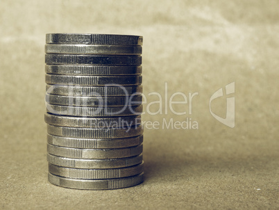 Vintage Euro coins pile