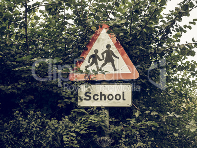 Vintage looking School children sign