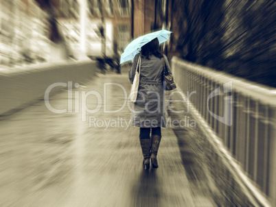 Vintage looking Girl in the rain