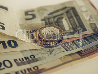 Vintage Euro coins and notes