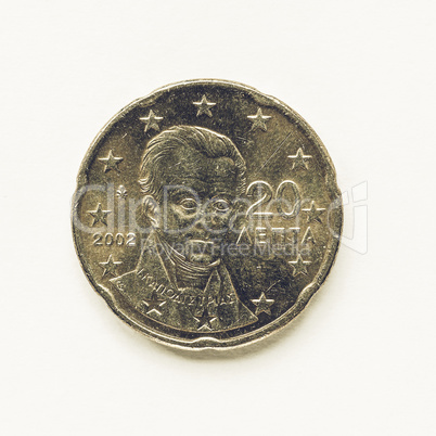 Vintage Greek 20 cent coin