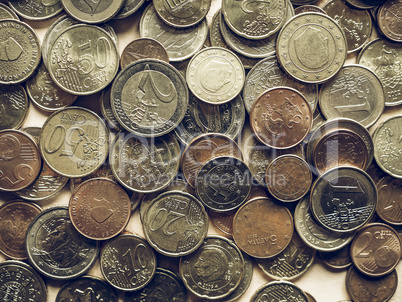 Vintage Euro coins background