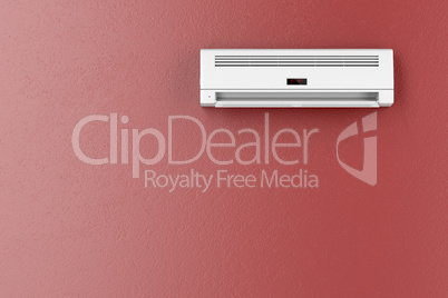 Air conditioner on red wall