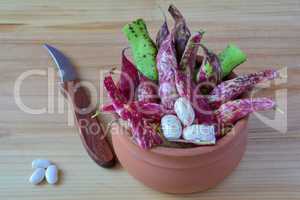 Organic red beans in clay pot