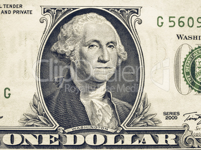 Vintage Detail of One Dollar note 1 Dollar
