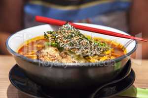 Japanese Pork Ramen Noodles and Chopsticks