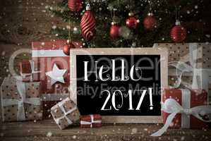 Nostalgic Christmas Tree With Hello 2017, Snowflakes