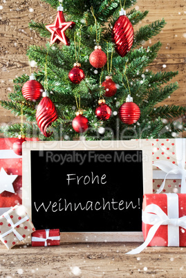 Colorful Tree With Snowflakes, Frohe Weihnachten Means Merry Chr