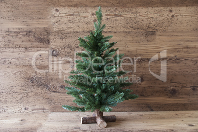 Christmas Tree, Aged Wooden Background, Copy Space