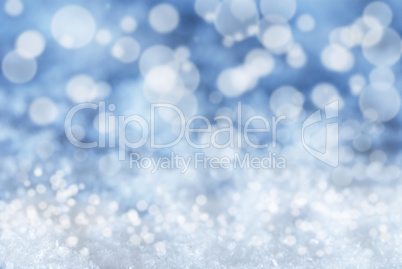 Blue Christmas Background With Bokeh And Snow