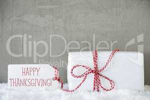 One Gift, Urban Cement Background, Text Happy Thanksgiving