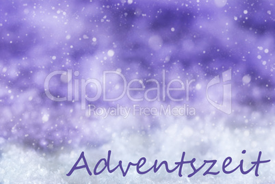 Purple Christmas Background, Snow, Snowflakes, Adventszeit Means Advent Season