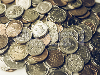 Vintage Euro and Pounds coins