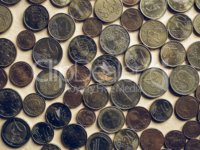 Vintage Euro coins background