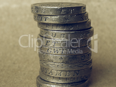 Vintage Pound coins pile