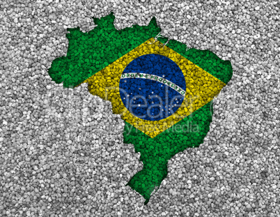 Karte und Fahne von Brasilien auf Mohn