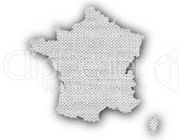 Karte von Frankreich auf Leinen