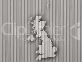 Karte von Großbritannien auf Wellblech,