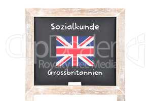 Sozialkunde mit Flagge auf Tafel