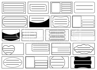 Set of different school notebook labels