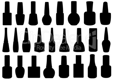 Illustration of different nail polish bottles