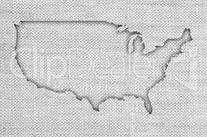 Karte der USA auf altem Leinen