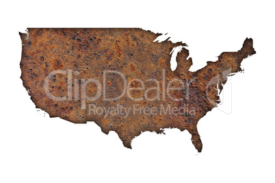 Karte der USA auf rostigem Metall