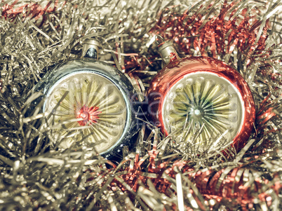 Vintage looking Christmas bauble and tinsel