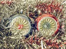 Vintage looking Christmas bauble and tinsel