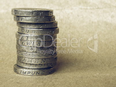 Vintage Pound coins pile