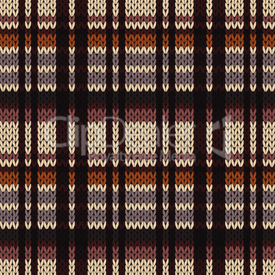 Knitting seamless pattern in brown, beige, orange and coffee hues