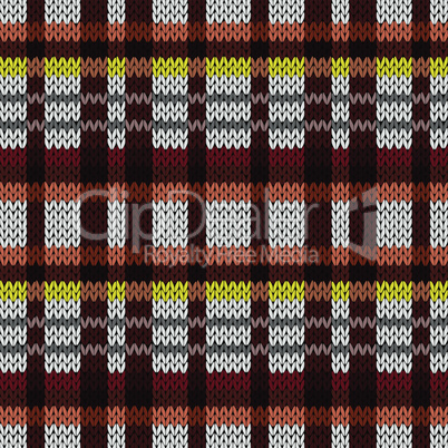 Knitting seamless pattern in brown, red, yellow, and grey colors