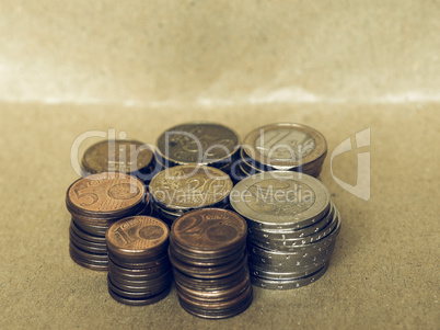 Vintage Euro coins pile