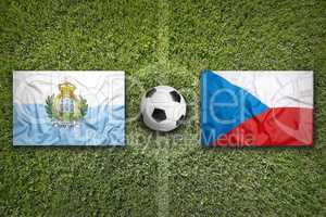 San Marino vs. Czech Republic flags on soccer field