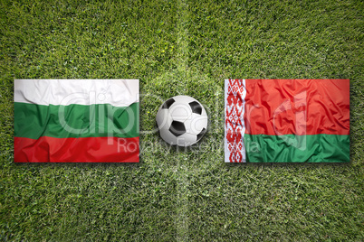 Bulgaria vs. Belarus flags on soccer field