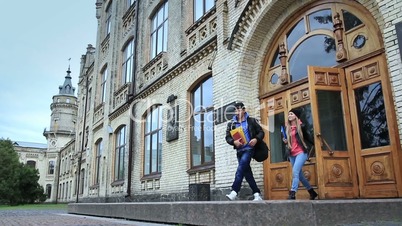 Students getting out of university after lessons