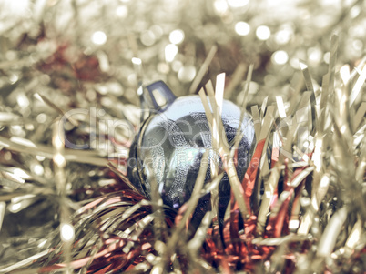 Vintage looking Christmas bauble and tinsel