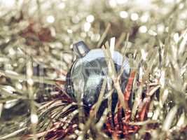 Vintage looking Christmas bauble and tinsel