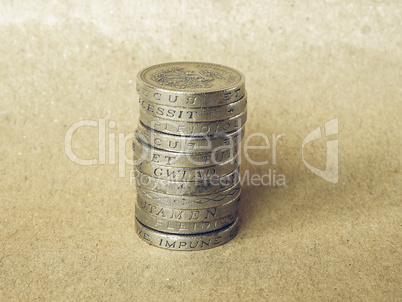 Vintage Pound coins pile