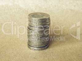 Vintage Pound coins pile