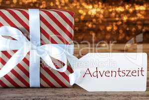 Atmospheric Christmas Gift With Label, Adventszeit Means Advent