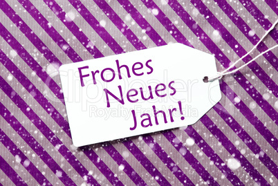 Label On Purple Paper, Snowflakes, Neues Jahr Means New Year